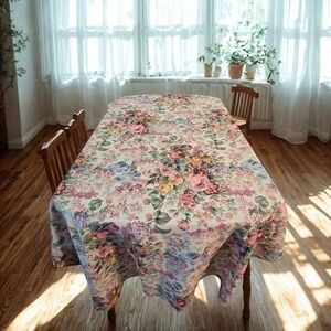 Vtg Ralph Lauren Chintz Tablecloth 100% Cotton‎ Romantic Cottagecore 57"x82"